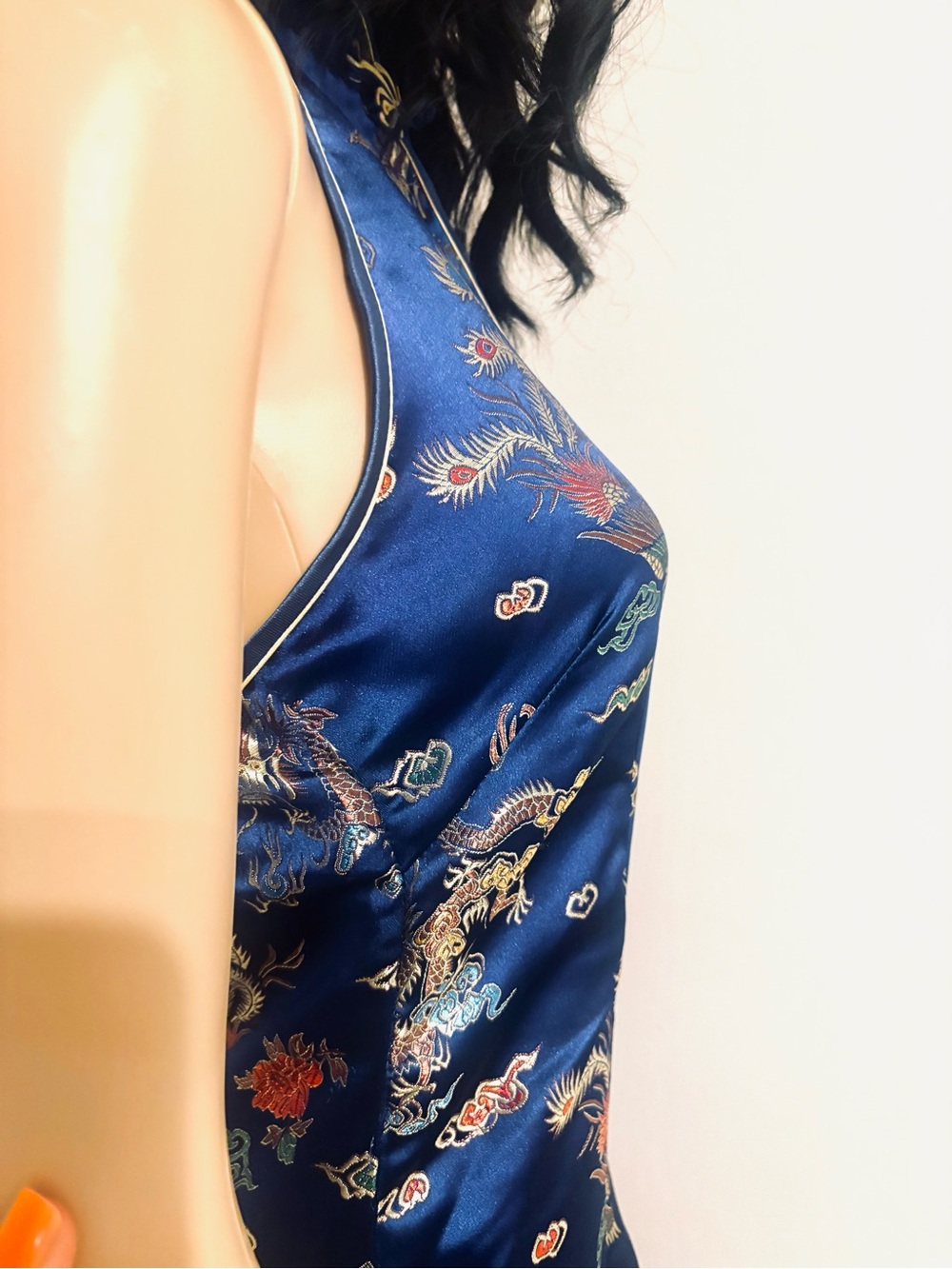 Women's Halterneck Sleeveless Chinese Cheongsam Mandarin Collar Dress Sz Small - Picture 14 of 14